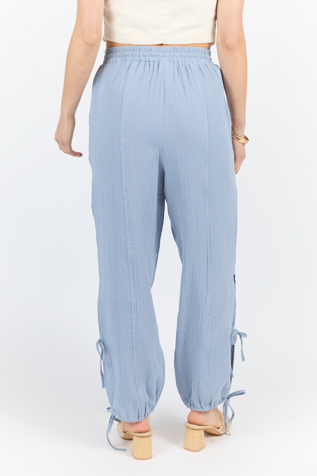 Sky High Blue Gauze Harem Pull On Pants FINAL SALE-Sunny Prom