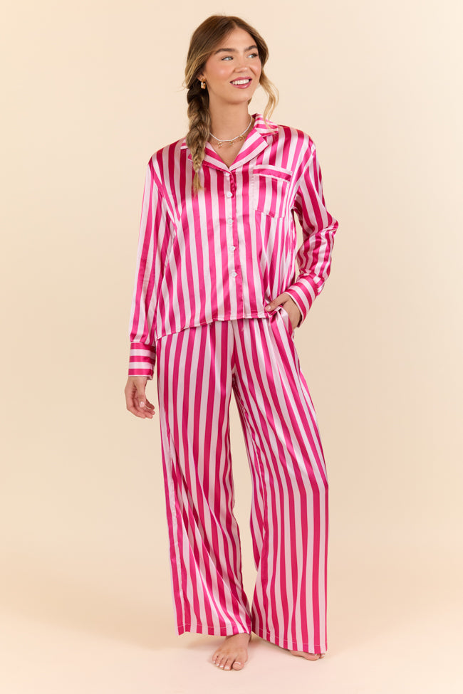 That's Our Secret Striped Satin Pajama Set SALE-Sunny Prom