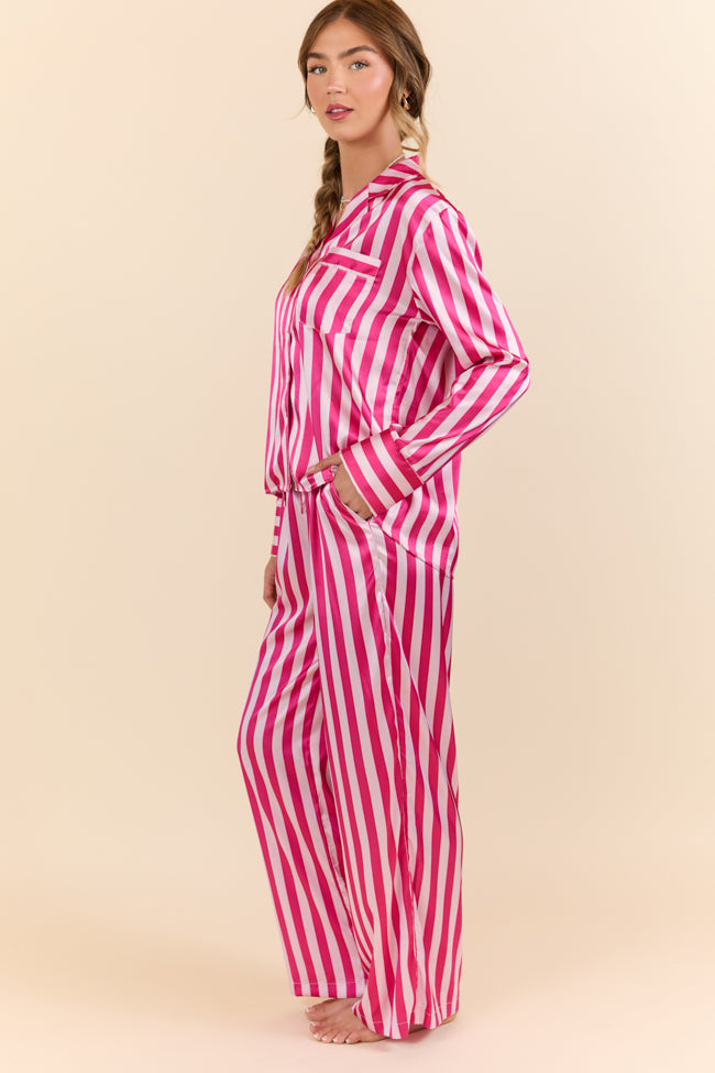 That's Our Secret Striped Satin Pajama Set SALE-Sunny Prom