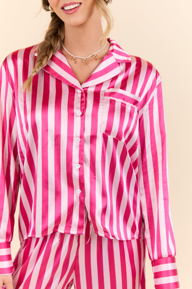 That's Our Secret Striped Satin Pajama Set SALE-Sunny Prom