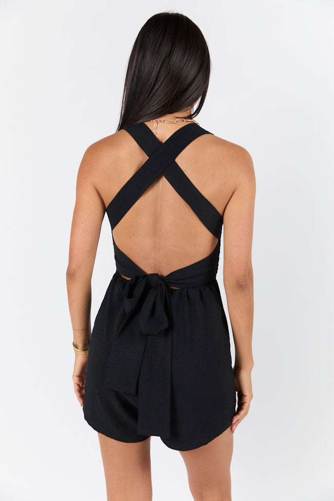 Sun Fun Black Tie Back Romper FINAL SALE-Sunny Prom