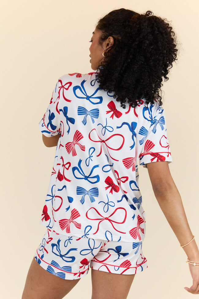 Dawn's Early Light Red, White, And Blue Bows Pajama Set FINAL SALE-Sunny Prom