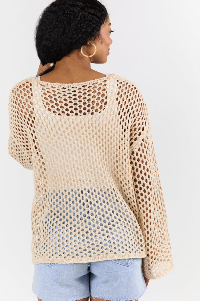 Let It Go Tan Open Knit Sweater FINAL SALE-Sunny Prom