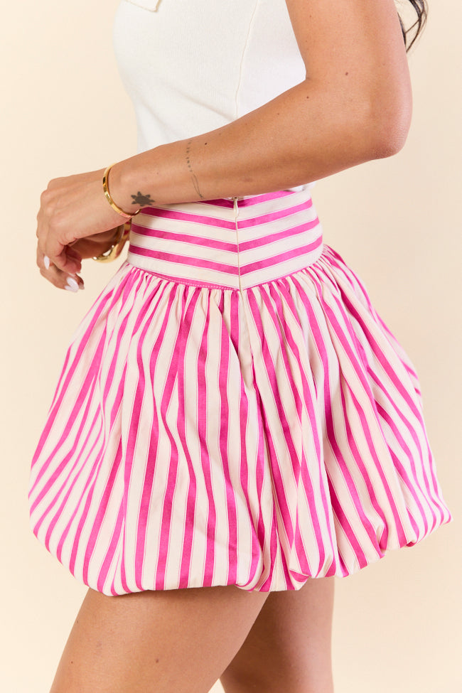 Take The Risk Pink Striped Bubble Hem Skort-Sunny Prom