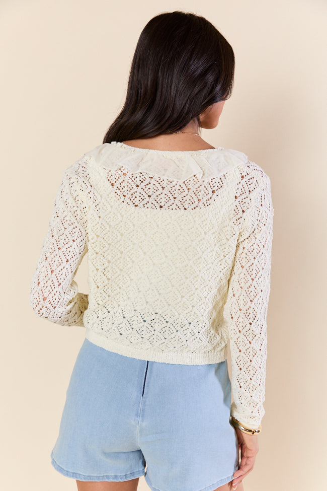 Plenty Of Love Cream Ruffle Trim Cardigan SALE-Sunny Prom