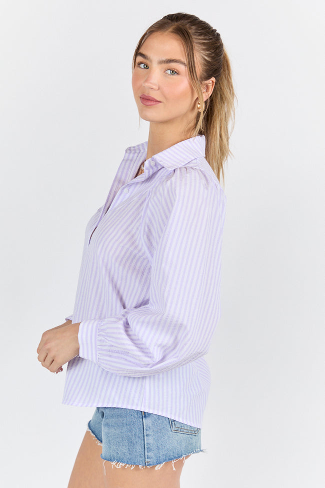 Here Lately Lilac Striped Button Down Top FINAL SALE-Sunny Prom