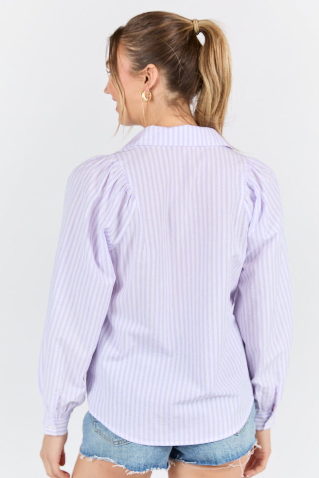 Here Lately Lilac Striped Button Down Top FINAL SALE-Sunny Prom