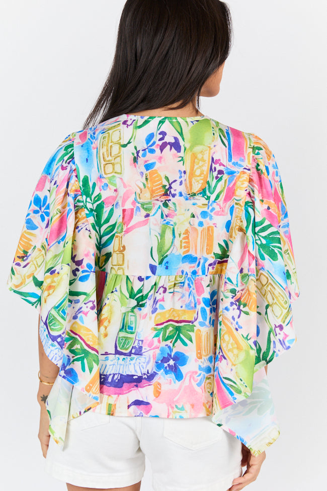 Love Opens Doors Multi Color Icon Print Blouse FINAL SALE-Sunny Prom