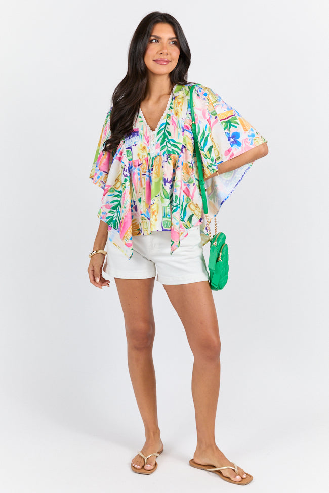 Love Opens Doors Multi Color Icon Print Blouse FINAL SALE-Sunny Prom