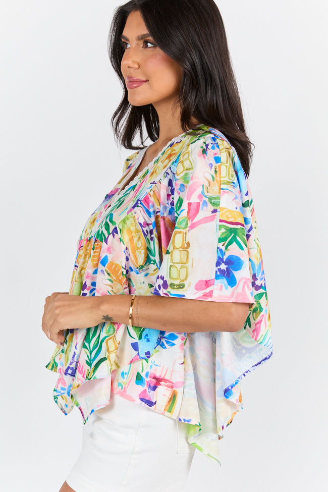 Love Opens Doors Multi Color Icon Print Blouse FINAL SALE-Sunny Prom