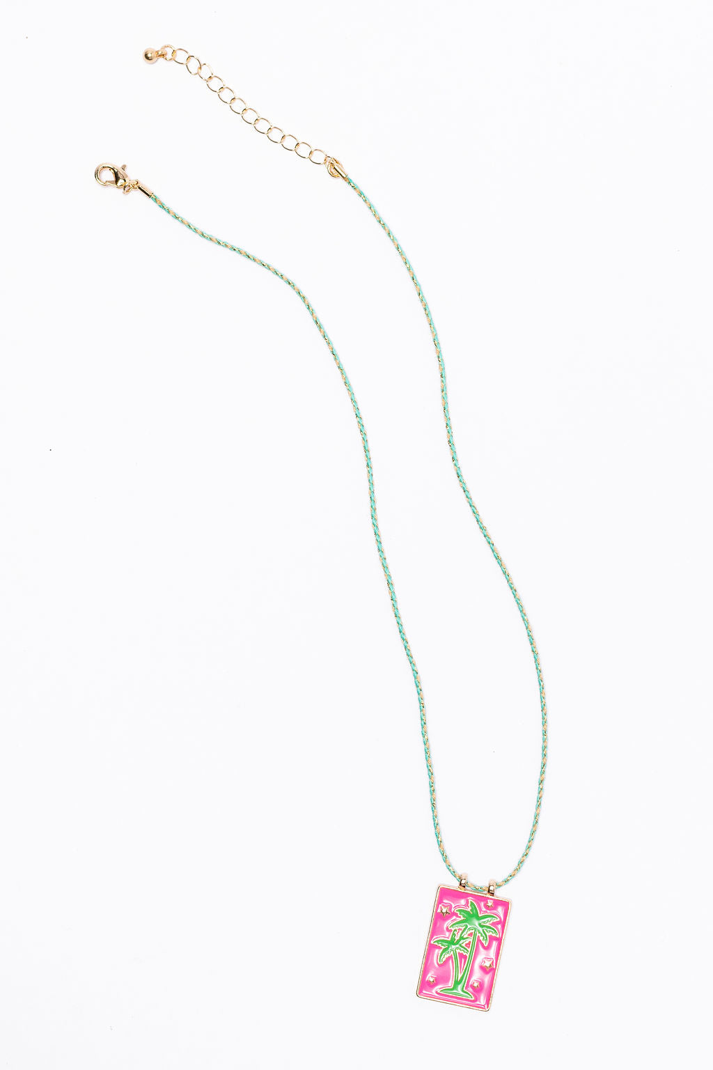 Pink Palm Tree Tag Necklace FINAL SALE-Sunny Prom