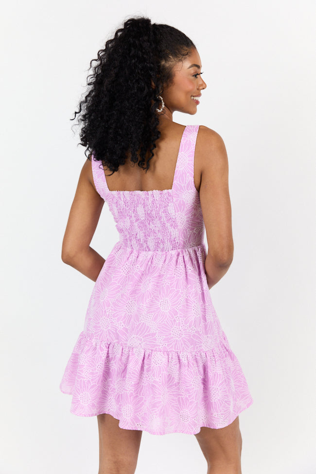 Eyelet Elegance Lavender Mini Dress SALE-Sunny Prom