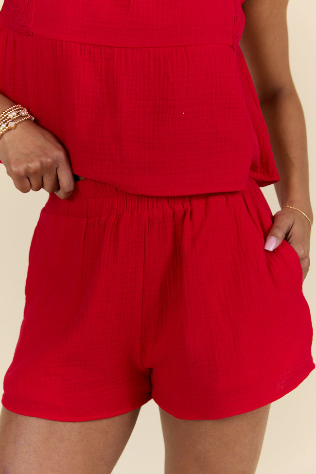 Choose Kindness Red Gauze Top and Shorts Set FINAL SALE-Sunny Prom