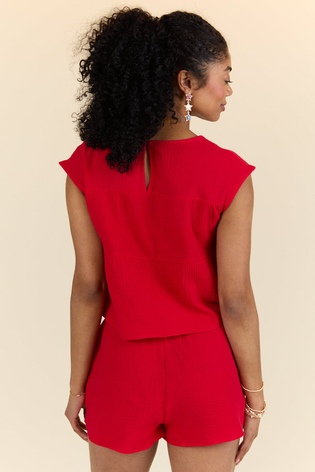 Choose Kindness Red Gauze Top and Shorts Set FINAL SALE-Sunny Prom