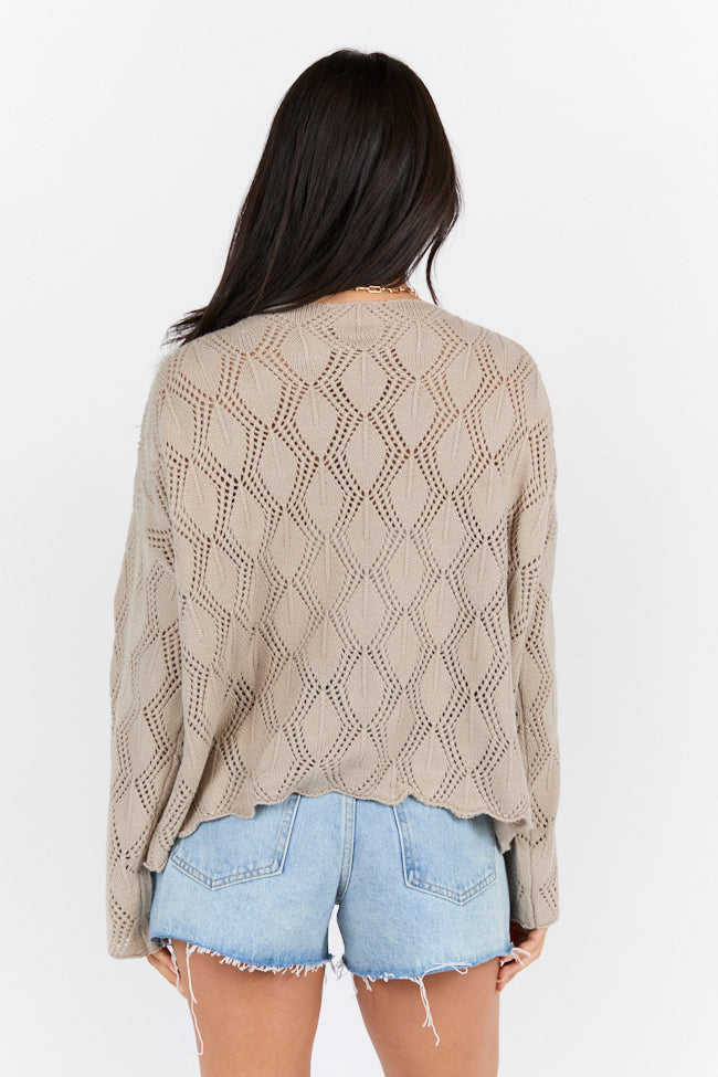 By The Bay Taupe Open Knit Sweater FINAL SALE-Sunny Prom