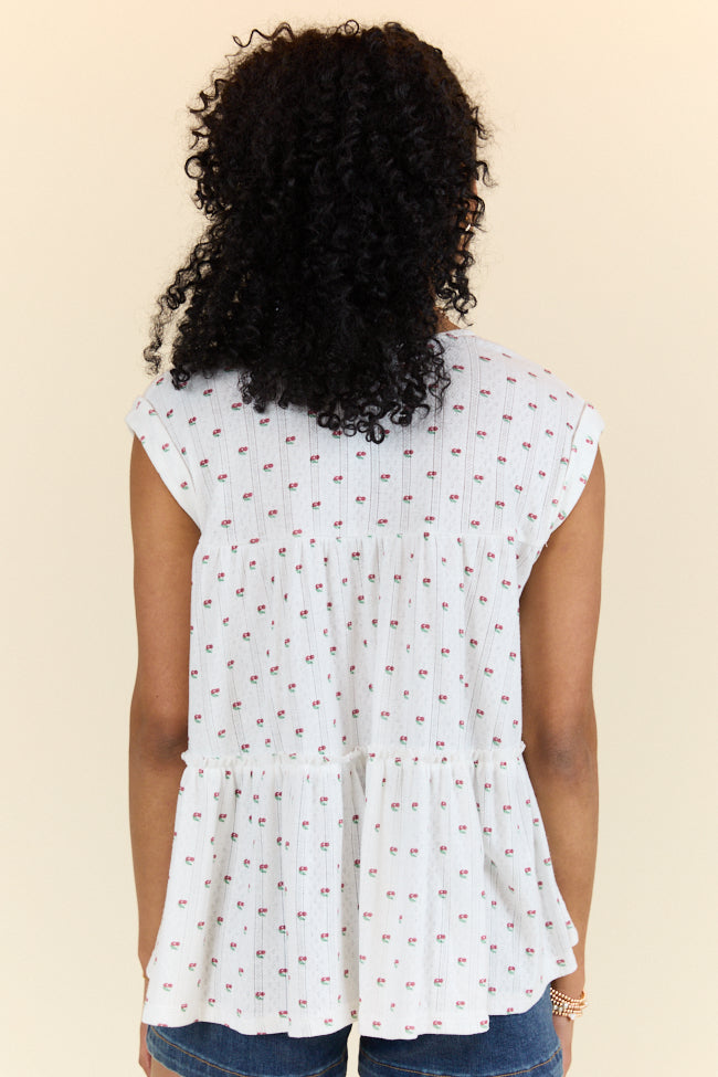 Treasured Times Ivory Cherry Print Oversized Knit Top FINAL SALE-Sunny Prom