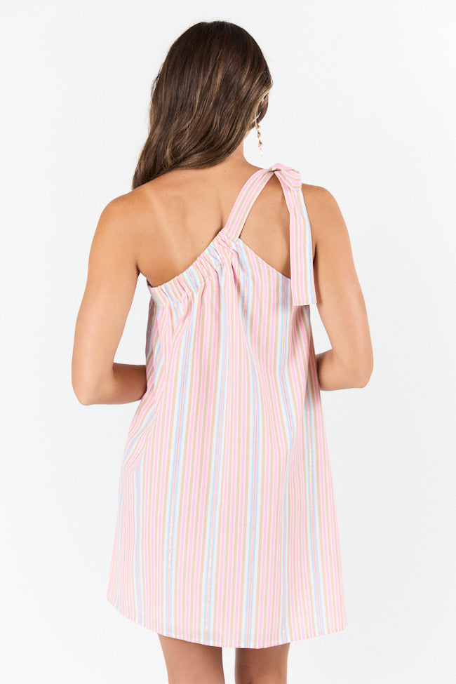 All Day Long Multi Striped One Shoulder Mini Dress SALE-Sunny Prom