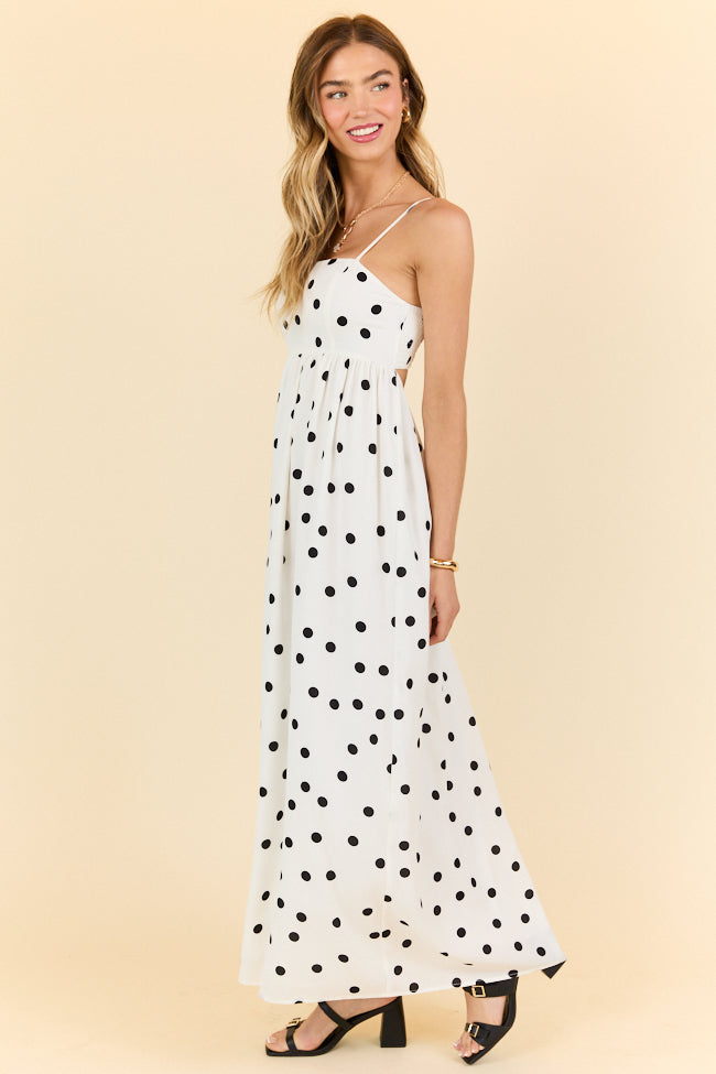 Places To Be White Polka Dot Maxi Dress FINAL SALE-Sunny Prom