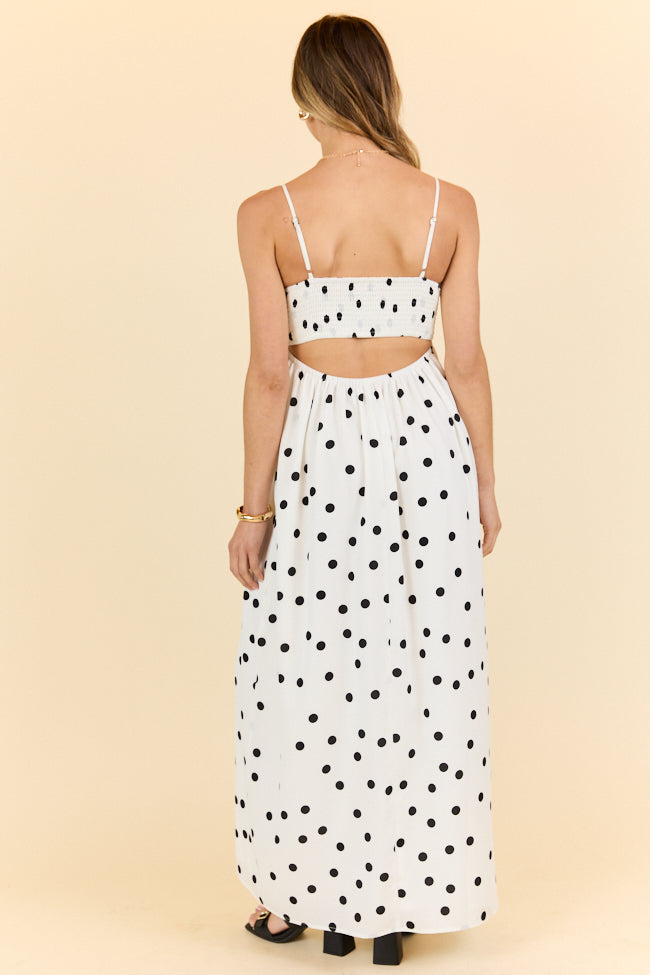 Places To Be White Polka Dot Maxi Dress FINAL SALE-Sunny Prom