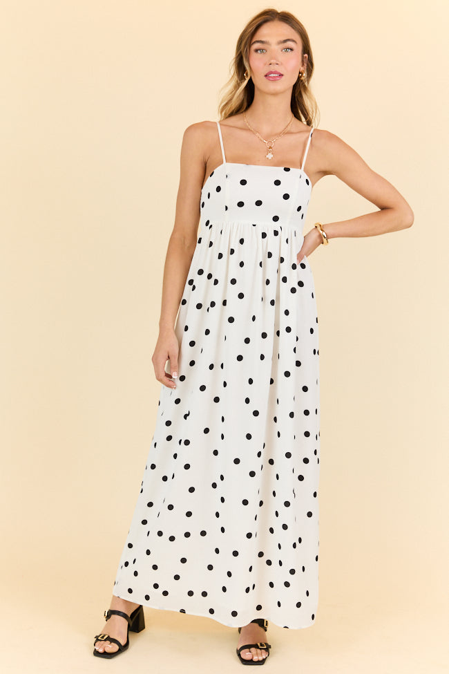 Places To Be White Polka Dot Maxi Dress FINAL SALE-Sunny Prom
