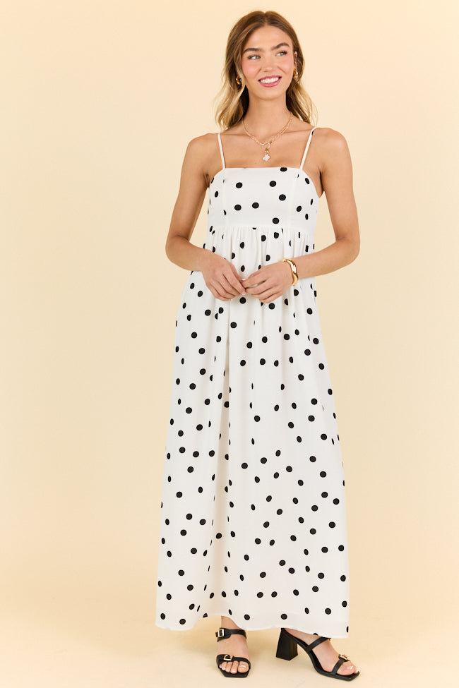 Places To Be White Polka Dot Maxi Dress FINAL SALE-Sunny Prom