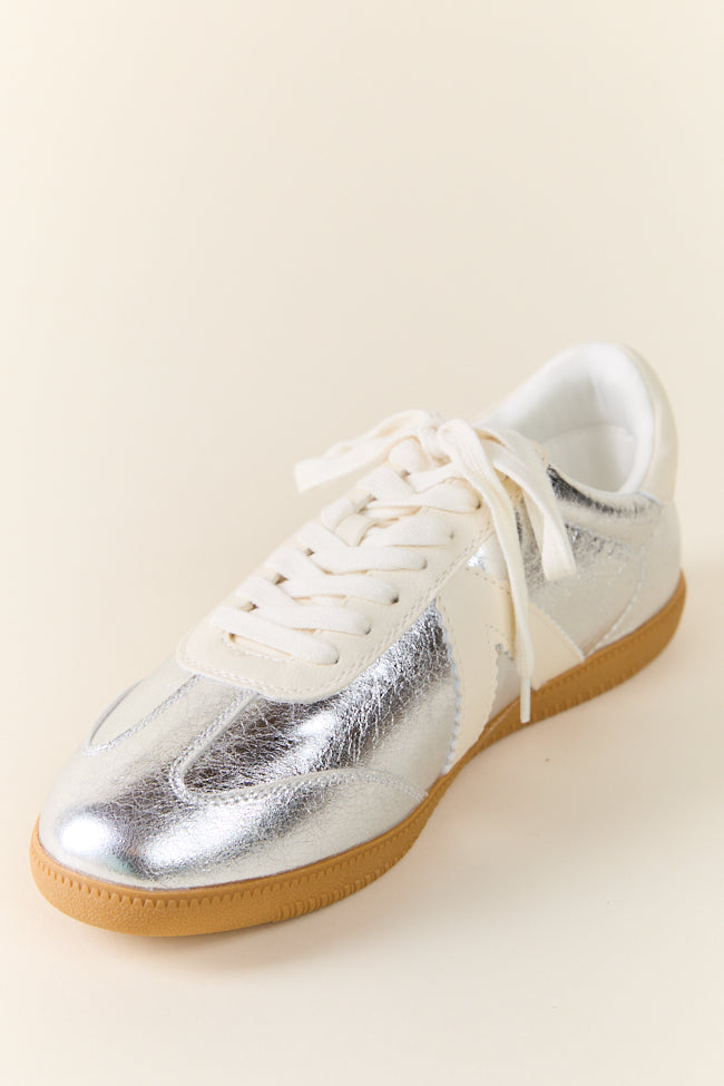 Klaire Metallic Silver Sneakers SALE-Sunny Prom