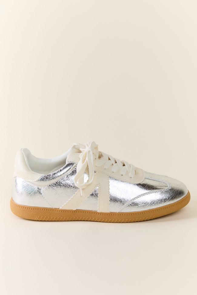 Klaire Metallic Silver Sneakers SALE-Sunny Prom