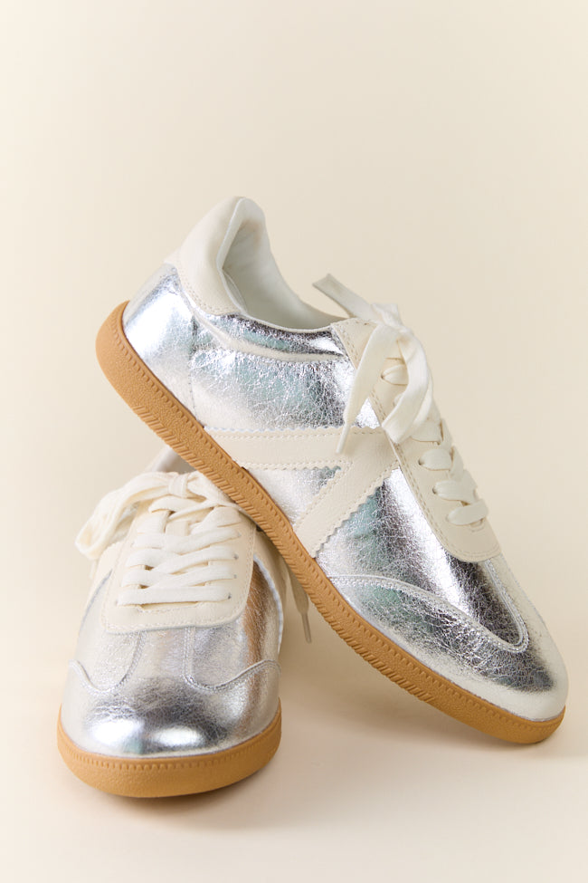 Klaire Metallic Silver Sneakers SALE-Sunny Prom