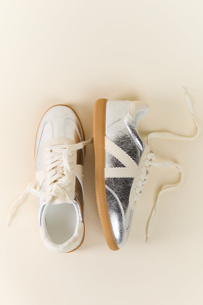 Klaire Metallic Silver Sneakers SALE-Sunny Prom