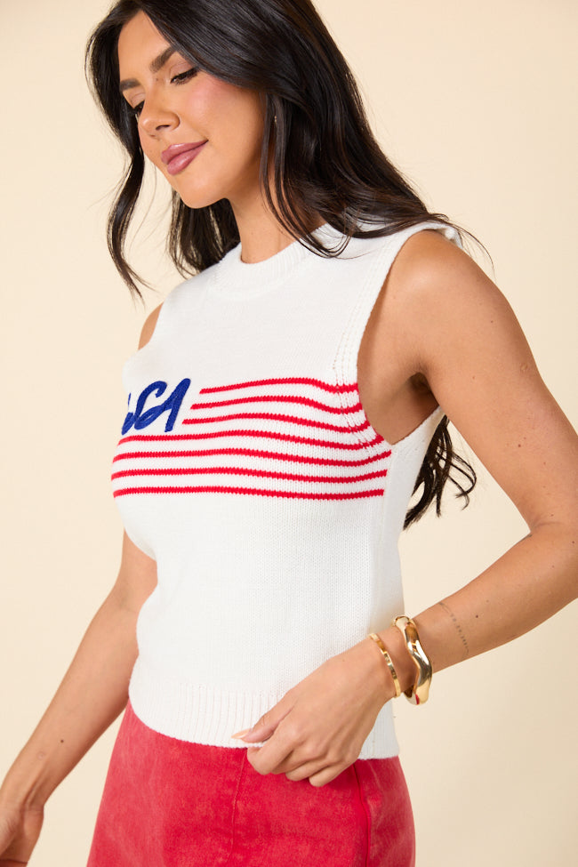 Feels Like Freedom Ivory USA Sweater Tank FINAL SALE-Sunny Prom