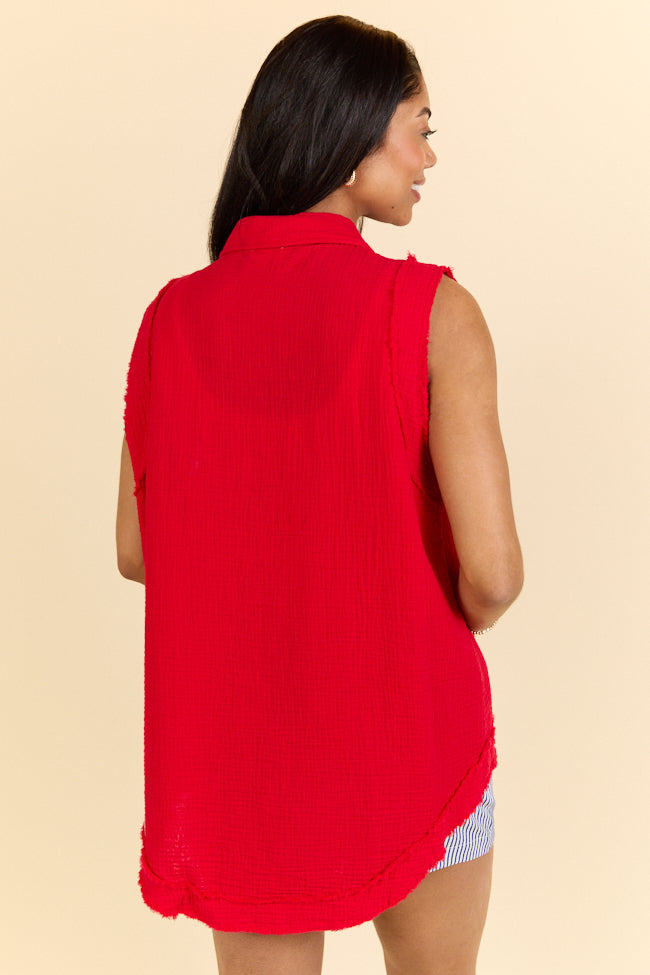 Every Moment Matters Red Gauze Tank FINAL SALE-Sunny Prom