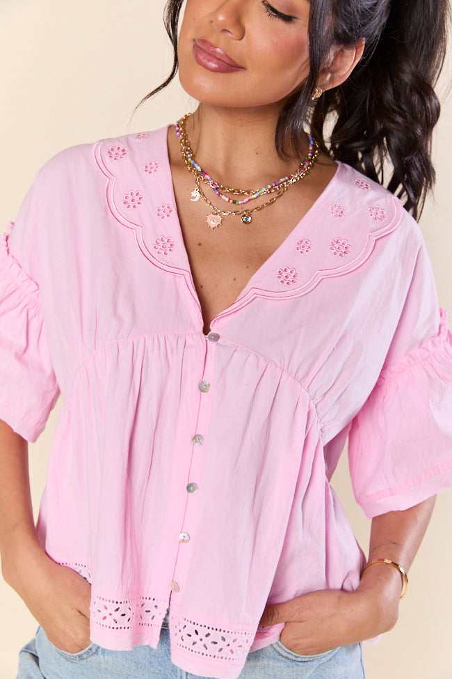 Going Places Pink Woven Blouse FINAL SALE-Sunny Prom