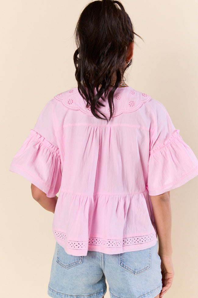 Going Places Pink Woven Blouse FINAL SALE-Sunny Prom