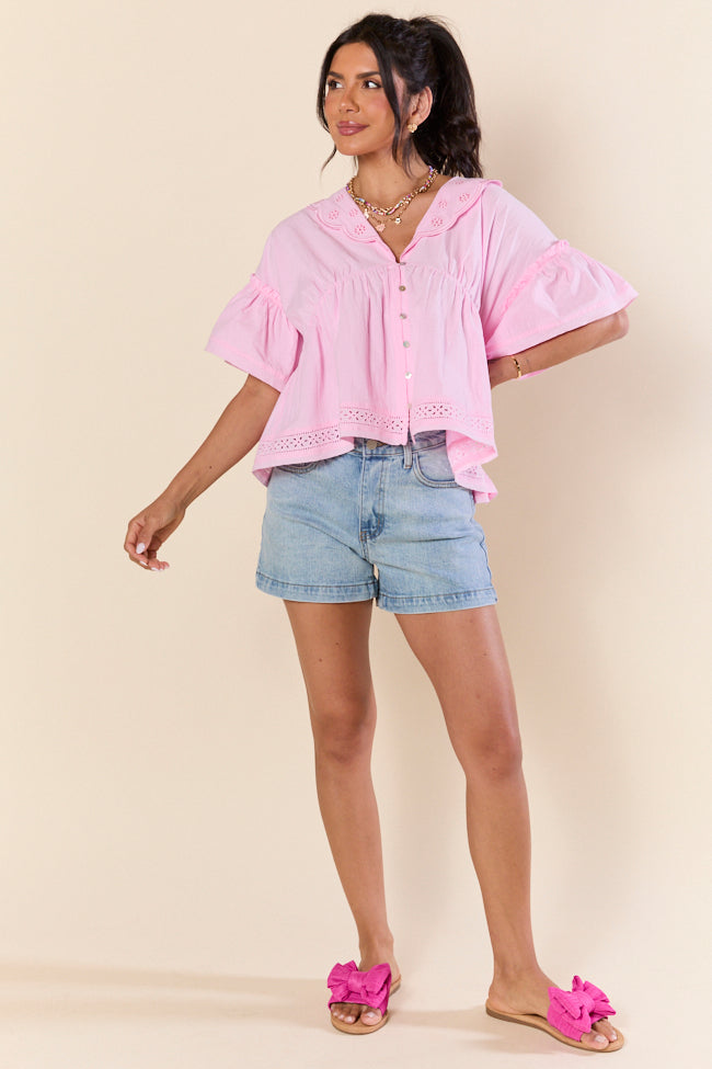 Going Places Pink Woven Blouse FINAL SALE-Sunny Prom