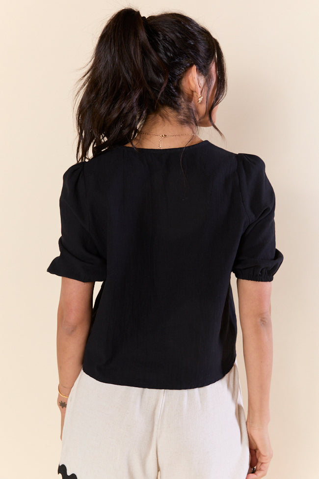 Grow Freely Black Floral Embroidered Blouse-Sunny Prom