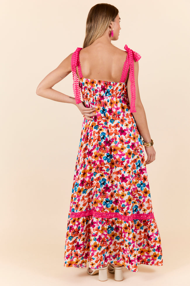 Come Along With Me Pink Trim Floral Maxi Dress FINAL SALE-Sunny Prom