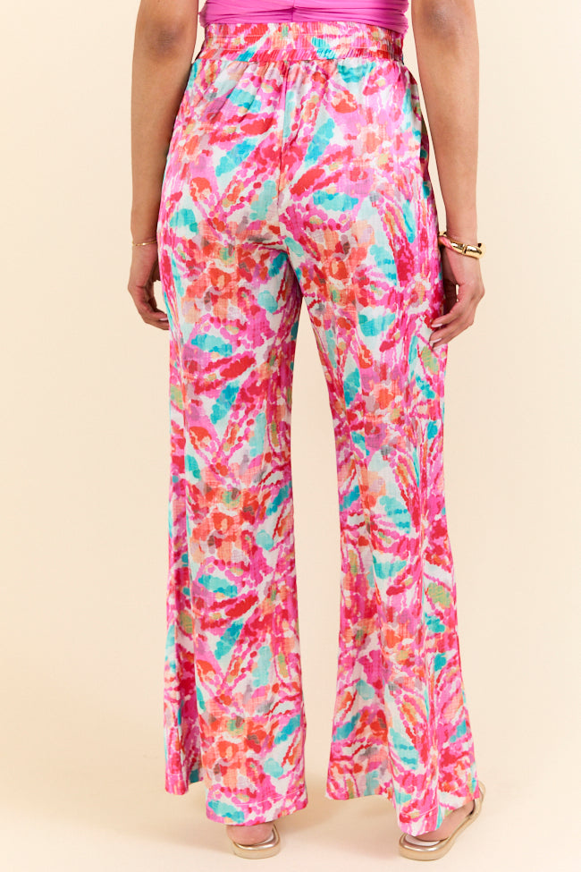 Paddle Out Pink Floral Printed Pull On Pants SALE-Sunny Prom
