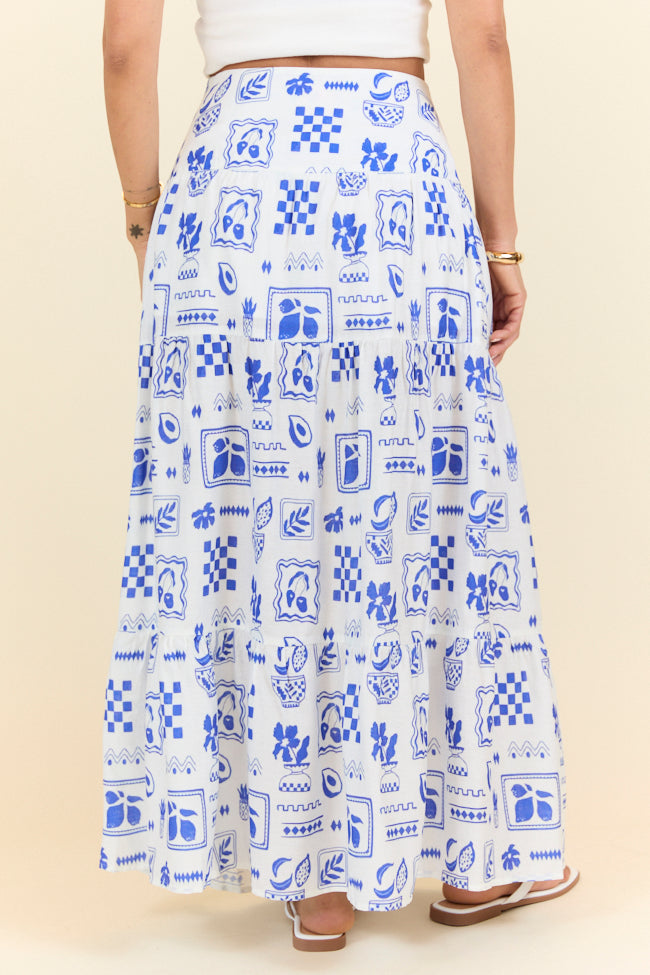 Tuscan Sun Blue Icon Floral Maxi Skirt SALE-Sunny Prom