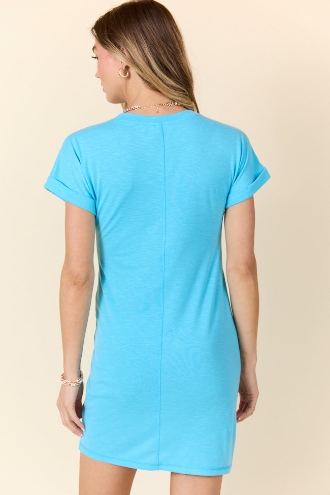 Knot My Type Blue T-Shirt Dress FINAL SALE-Sunny Prom
