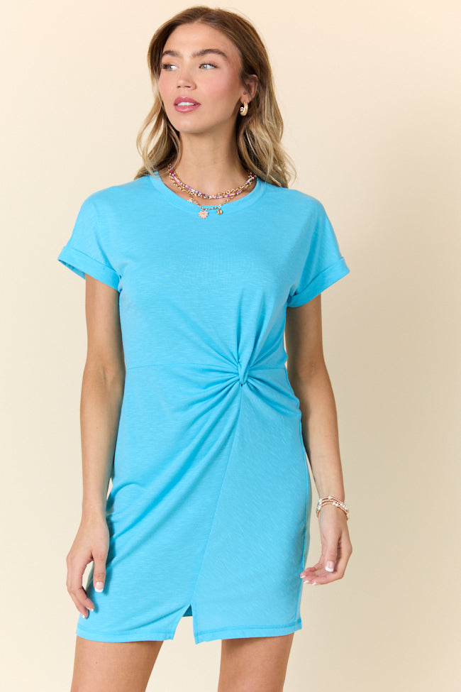Knot My Type Blue T-Shirt Dress FINAL SALE-Sunny Prom