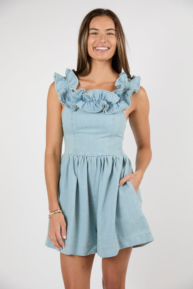 Blue Jean Queen Denim Romper FINAL SALE-Sunny Prom