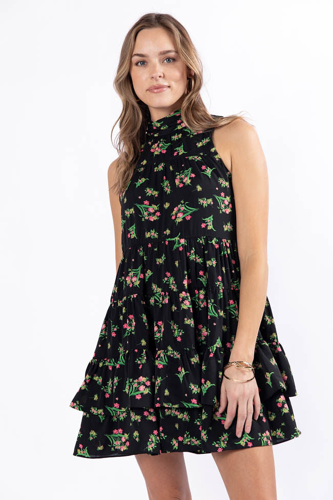 Called It Black Floral Print Mini Dress FINAL SALE-Sunny Prom