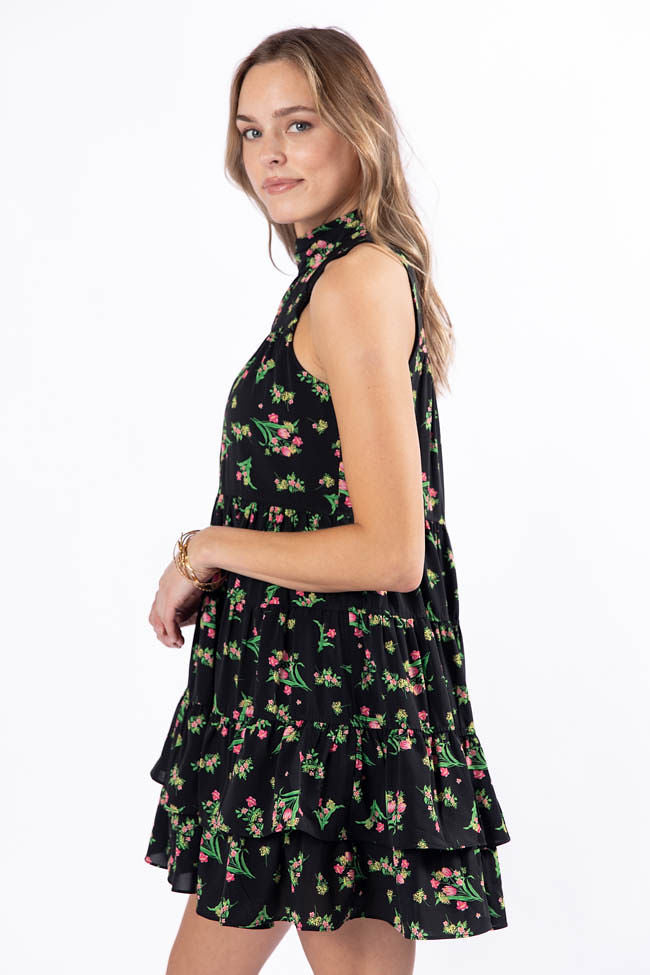 Called It Black Floral Print Mini Dress FINAL SALE-Sunny Prom