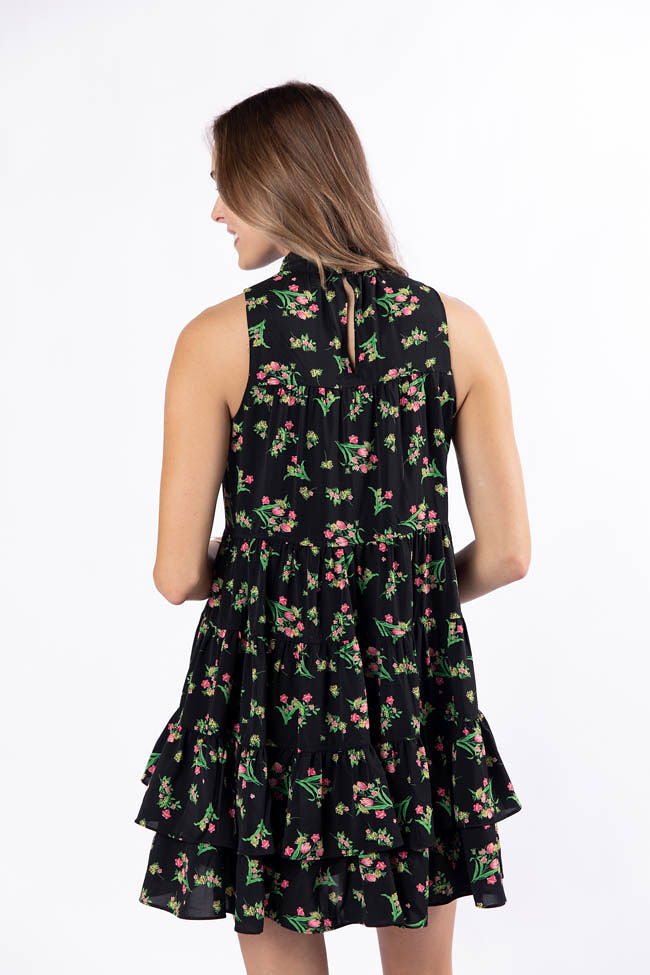 Called It Black Floral Print Mini Dress FINAL SALE-Sunny Prom