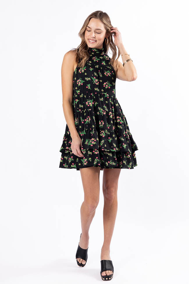 Called It Black Floral Print Mini Dress FINAL SALE-Sunny Prom