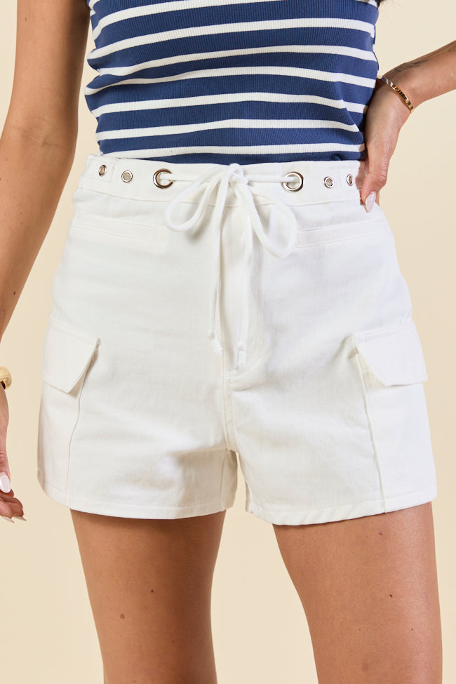 It's Your Turn Grommet Detail White Shorts SALE-Sunny Prom