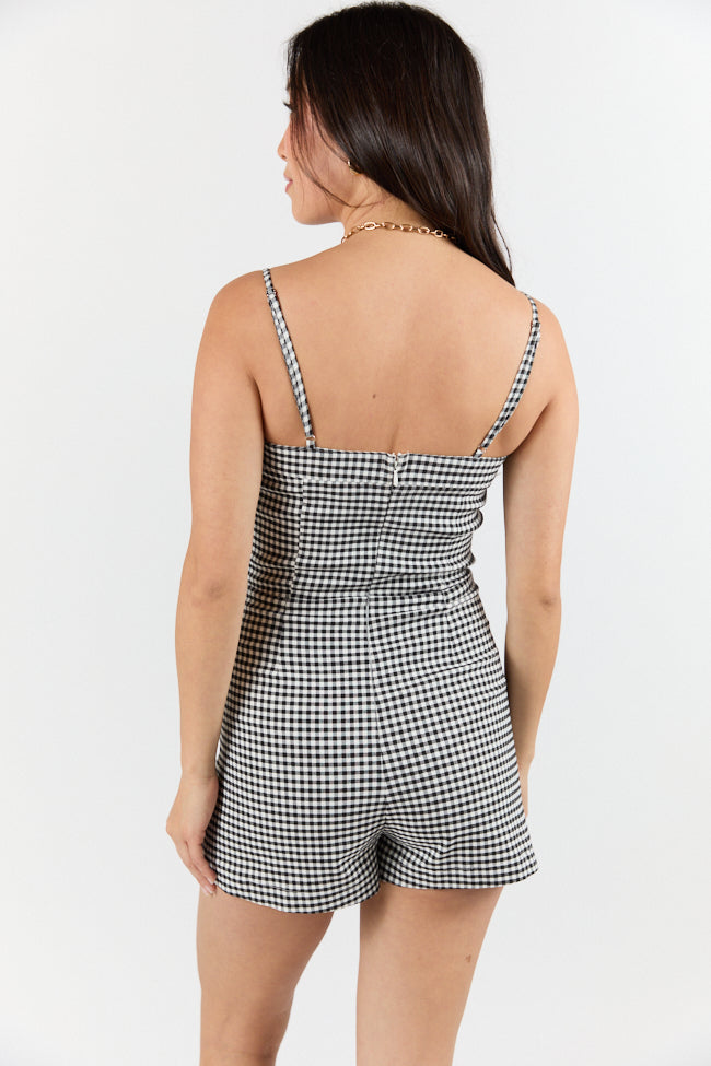 Checked Charm Black and White Gingham Romper SALE-Sunny Prom