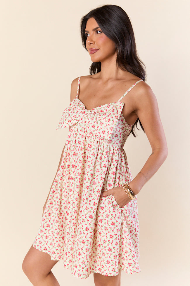 Tied Touch Floral Big Bow Mini Dress FINAL SALE-Sunny Prom