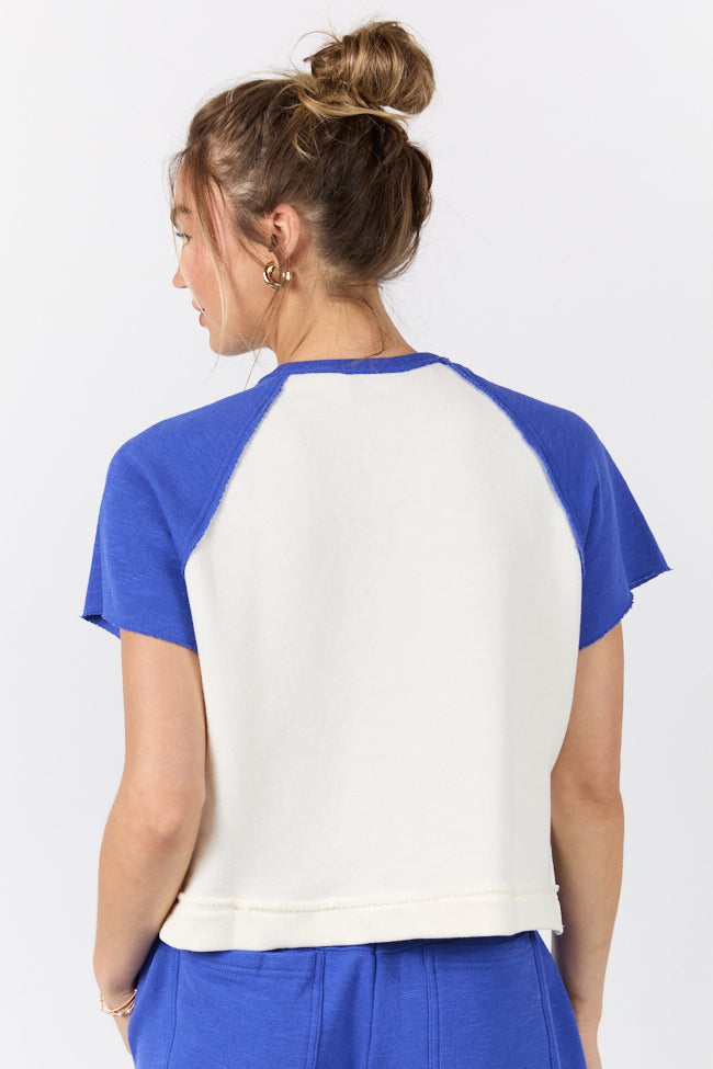 Outfield Angel Cobalt and Cream Color Block Tee SALE-Sunny Prom