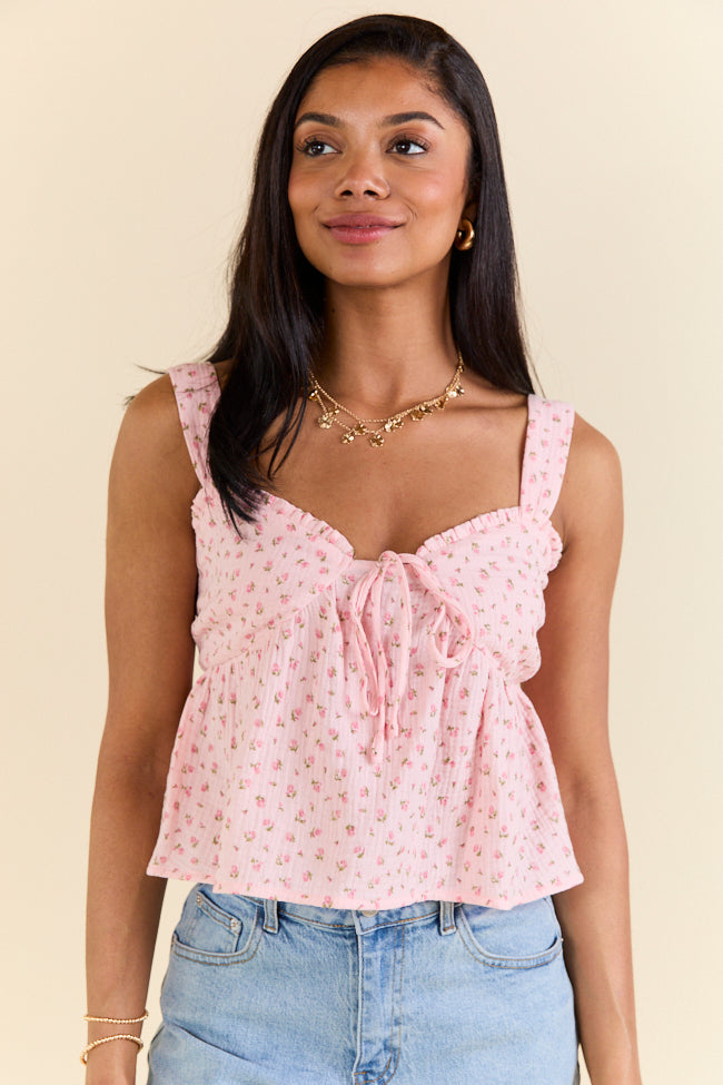 Floral Daydream Pink Floral Woven Tank FINAL SALE-Sunny Prom
